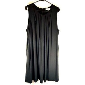 Calvin Klein Black Lined Pleated Swing Dress w/ Pockets Size 0X